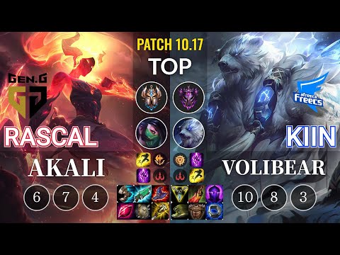 GEN Rascal Akali vs AF Kiin Volibear Top - KR Patch 10.17