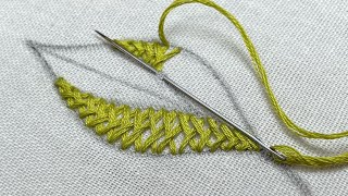 Wow Look!! Stunning Leaf Embroidery with Herringbone Stitch/ embroider