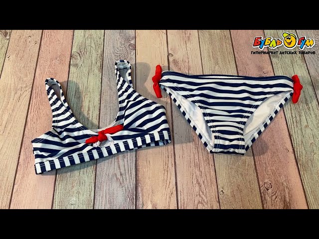 Купальник раздельный Lanson Kids принт тельняшка в синюю полоску - видео