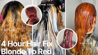 Blonde to Red Transformation | 4 Hour Hair Fix & Color Correction Explained!