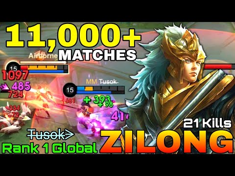21 Kills Zilong Insane 11,000+ Matches - Top 1 Global Zilong by T̶u̶s̶o̶k̶ᗒ - Mobile Legends