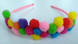 Hairband making with pom pom balls | Pom pom hairband | Hairband | Hair Accessories