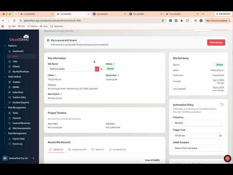 Simpro + CloudSWMS 
Walk Through