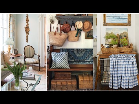 English country cottage farmhouse decorating ideas. Vintage style English county cottage decor tips.