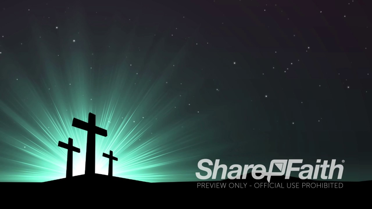 Easter Background: Abstract Cross Blue Green Worship Video Loop