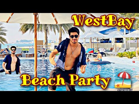 Beach Party In West Bay 🏖️.                          #abudhabi #pool #party #beach #dubailife