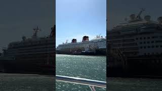 The big Disney Wonder Cruise Ship in Sydney Harbour Sydney Australia