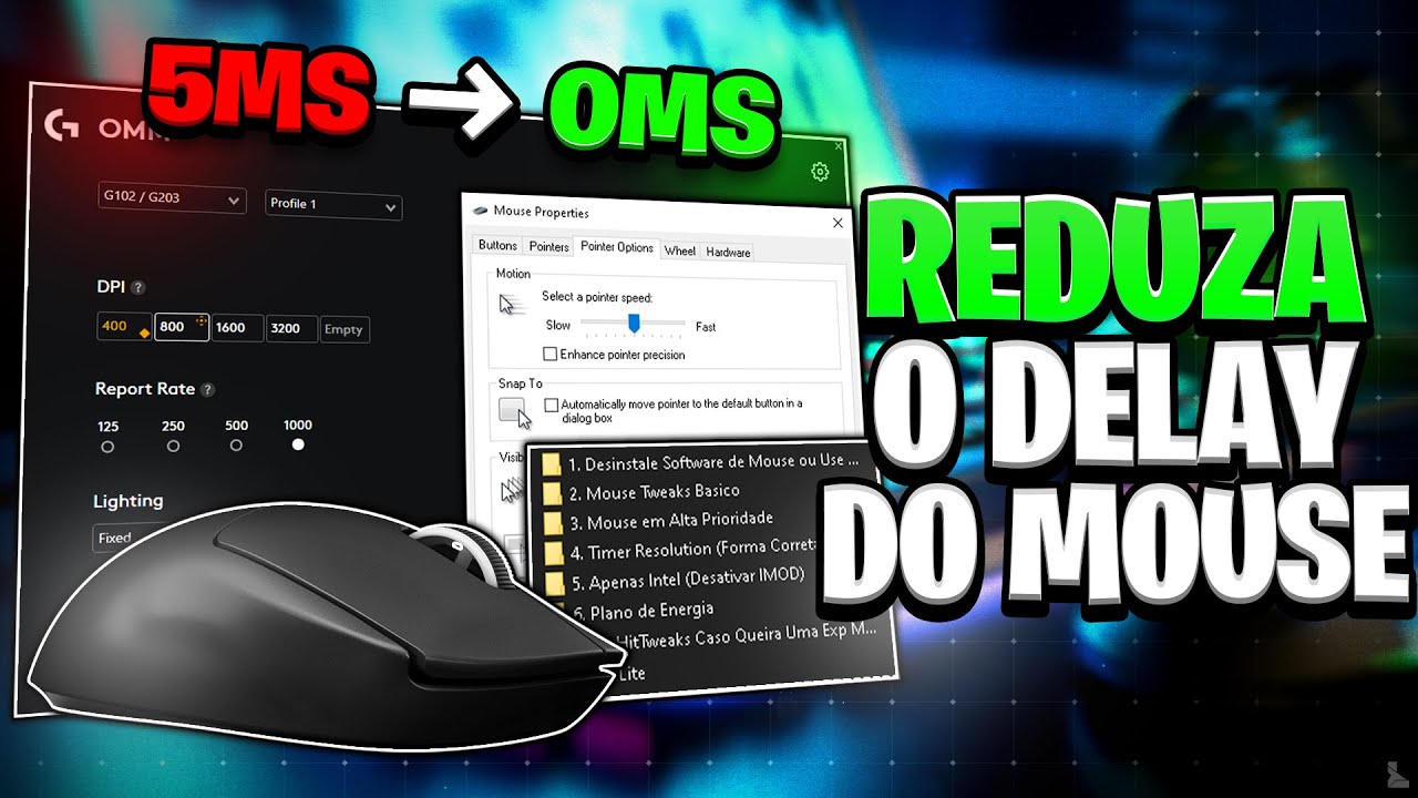 COMO REDUZIR O DELAY DO MOUSE EM JOGOS - AUMENTE A PRECISÃO E TIRAR A ACELERAÇÃO DO MOUSE!