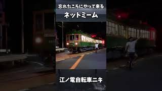 忘れたころに現れる江ノ電自転車ニキ。撮り鉄キレすぎwww