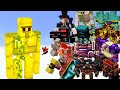 Minecraft ALL BOSSES Vs 10 ENCHANTED GOLD GOLEMS Ultimate Golden Army Battle