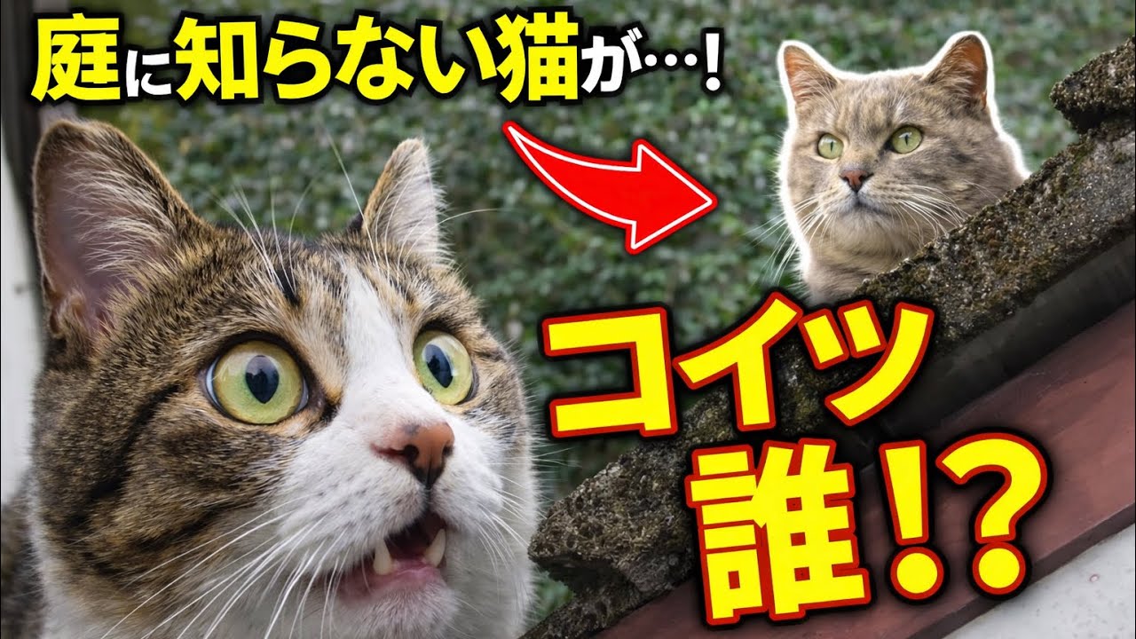 家に知らない野良猫が来た日…うちの猫たちの反応が予想外すぎた😳