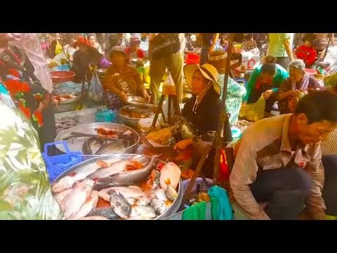 Chha Ampov Market - Fishes Market - Phsar Kraom - Walking Around And Buying Some Fresh Food