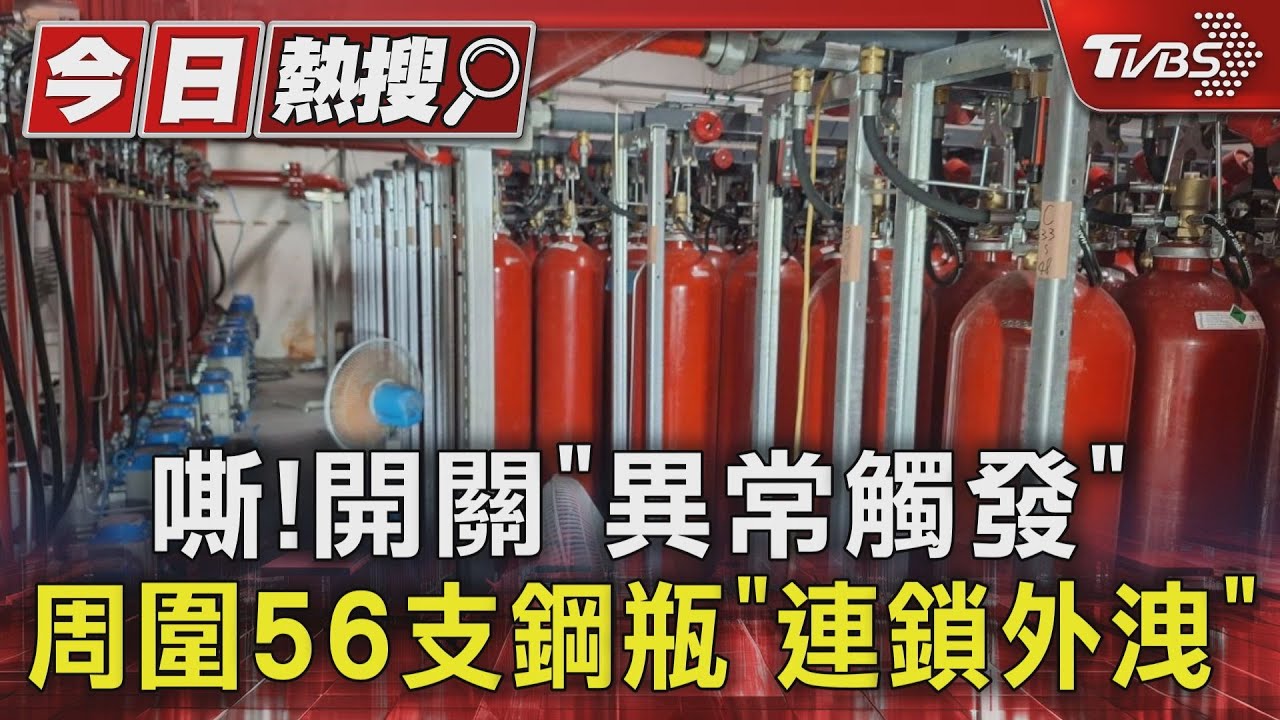 嘶!開關「異常觸發」 周圍56支鋼瓶「連鎖外洩」