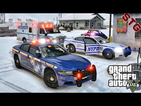 GTA 5 MODS LSPDFR 0.4.4 #55 -  SNOW NYSP PATROL!!! (GTA 5 REAL LIFE PC MOD)