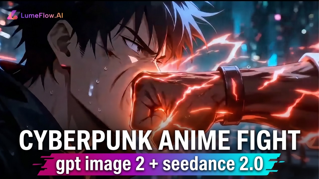 ai storyboard to cyberpunk anime fight scene
