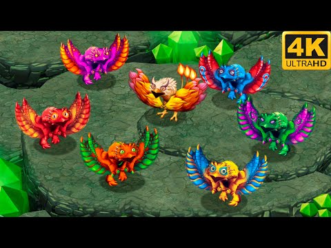 Prismatic Glowl - all versions (My Singing Monsters: Dawn Of Fire) 4k