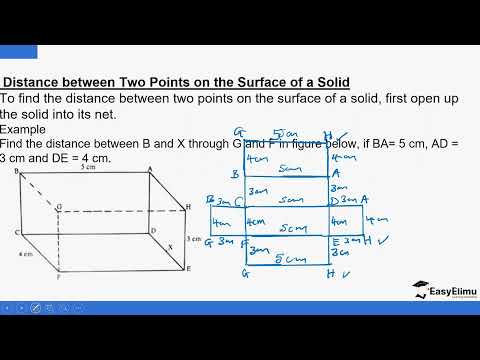 Distance Between Two Points on the Surface of a  Solid - (Lesson 6 of 6 - Common Solids  -  Form 1)
