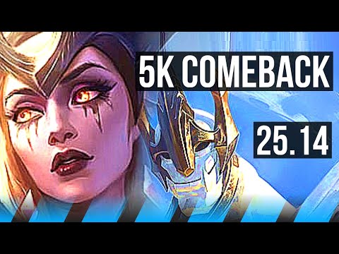 LEBLANC vs GALIO (MID) | 5k comeback, 57k DMG, Legendary, 22/5/7 | KR Master | 25.14