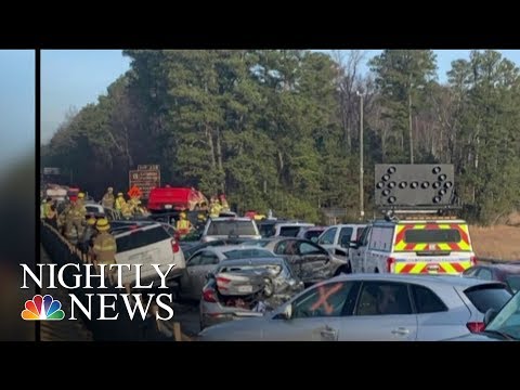 69-Car Pileup Injures Dozens, Shuts Down Highway During Holiday Travel Rush | NBC Nightly News