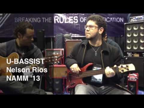 Nelson Rios playing a California fretless U•BASS at NAMM 2013