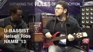 Nelson Rios playing a California fretless U•BASS at NAMM 2013