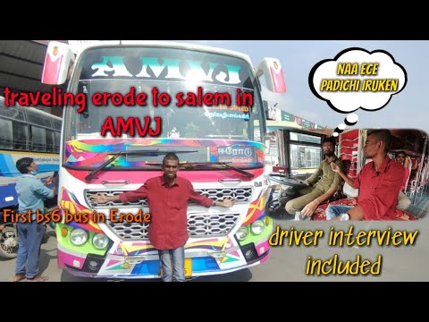 Erode first Leyland bs6 Bus AMVJ Erode to Salem Travel vlog
