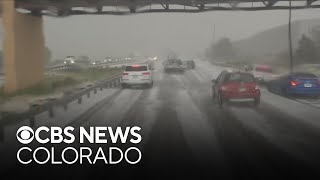 First Alert Weather Tracker shows hail falling on Interstate 70 in Denver