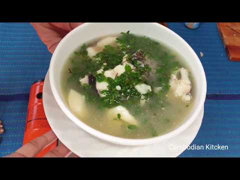 Traditional Food - Fish Soup With Khmer Potato And Bitter Leaf - Cambodian kitchen Video