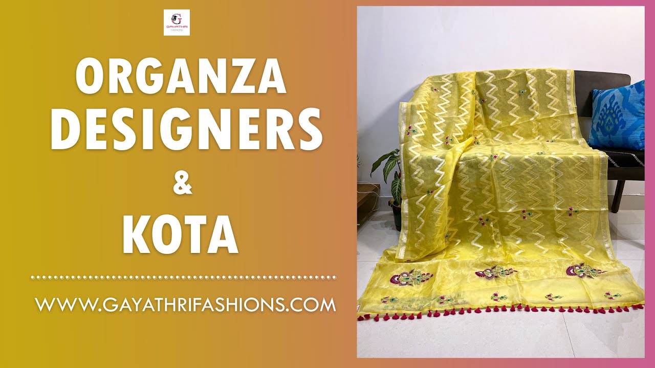 <p style="color: red">Video : </p>Soft organza designers and cotton kota sarees 2022-09-27