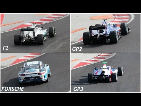 F1 vs GP2 vs GP3 vs PORSCHE 2016 Turn different / SOUND HUNGARORING