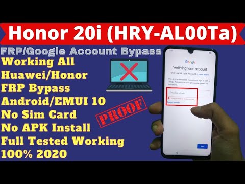 Honor 20i (HRY-AL00Ta) FRP Bypass | All Huawei/Honor FRP/Google Account Bypass 2020 Android/EMUI 10