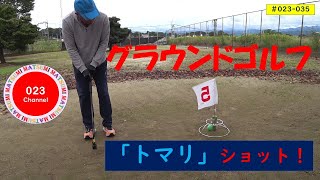 「グラウンドゴルフ」#023-035  「トマリ・ショット！」(トマリ・ショット）を確実に決める為に！　クラブフェイスをボールに「パﾁン」と当て、フォロースル―は取らない。