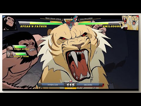 Young Spear & Father vs Smilodons with Healthbars