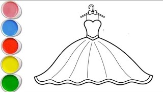 princess dress drawing for kids || flower dress drawing and colour - Educational video for toddlers