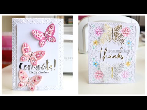 2 Cards with Spellbinders Small Die, Clear Stamp and 3D Embossing Folder of the month March 2023