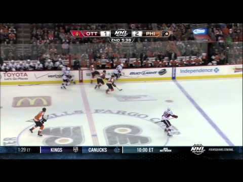 Marc Methot goal 2-1 Mar 2 2013 Ottawa Senators vs Philadelphia Flyers NHL Hockey