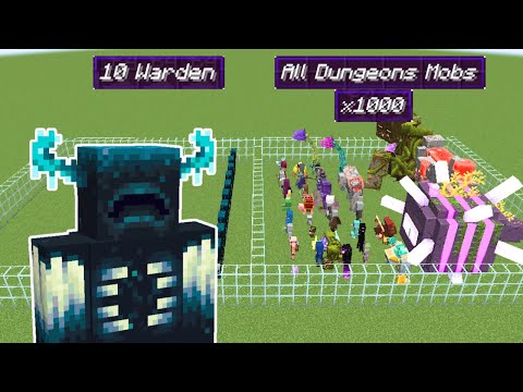 x10 warden vs all dungeons mobs x1000 | Minecraft Mob Battle