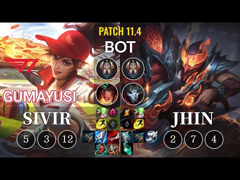 T1 Gumayusi Sivir vs Jhin Bot - KR Patch 11.4