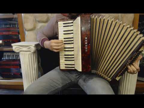 3532 - Dark Red Hohner Verdi II Piano Accordion MM 34 80 $599