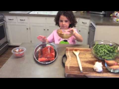 Salmon with Miso Glaze, Mashed Potatoes, Green Beans