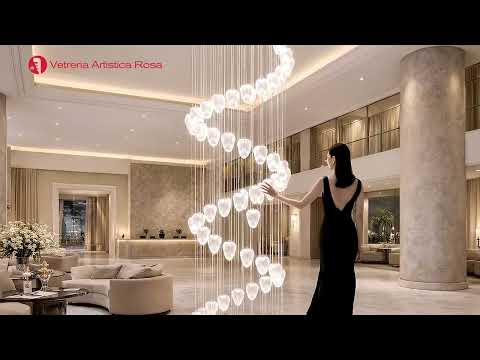 Lampadario in vetro modello "Gocce di Pioggia"