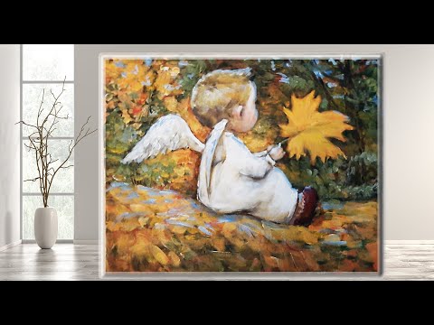 Little Angel and Autumn /Acrylic Painting / Step by Step for Beginners/ Tutorial / MariArtHome