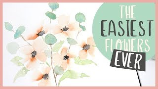 The EASIEST Flowers EVER! - Beginner Watercolour Tutorial