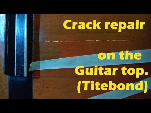 Crack repair on the guitar top.