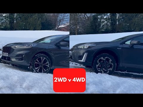 Showing the difference between a 2WD and 4WD vehicle in the snow