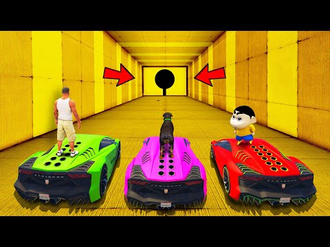 SHINCHAN AND FRANKLIN WENT INTO THE GIANT GOLDEN CLOSED TUNNEL FOR  CRAZY PARKOUR CHALLENGE GTA 5