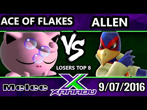 S@X 166 - Allen (Falco) Vs. Ace Of Flakes (Jigglypuff)  SSBM Losers Top 8 - Smash Melee