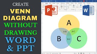 Shortcut for Venn diagram in Word & PPT: Add or remove circle & text using Venn diagram template