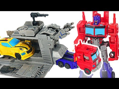 Transformers Cyberverse Warrior Class Optimus Prime with Battle Base Trailer! #DuDuPopTOY