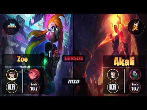 ShowMaker ZOE (Mid) [Unsealed Spellbook] VS Tempt AKALI - Challenger KR Patch 10.7
